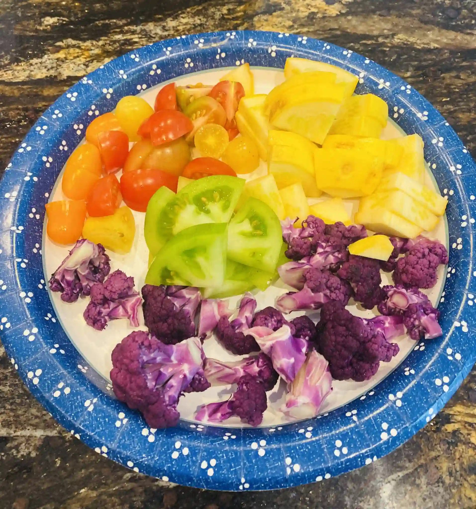 Colorful plate of vegetables